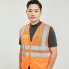 Áo gile đồng phục bảo hộ lao động màu cam sọc xám – 4
